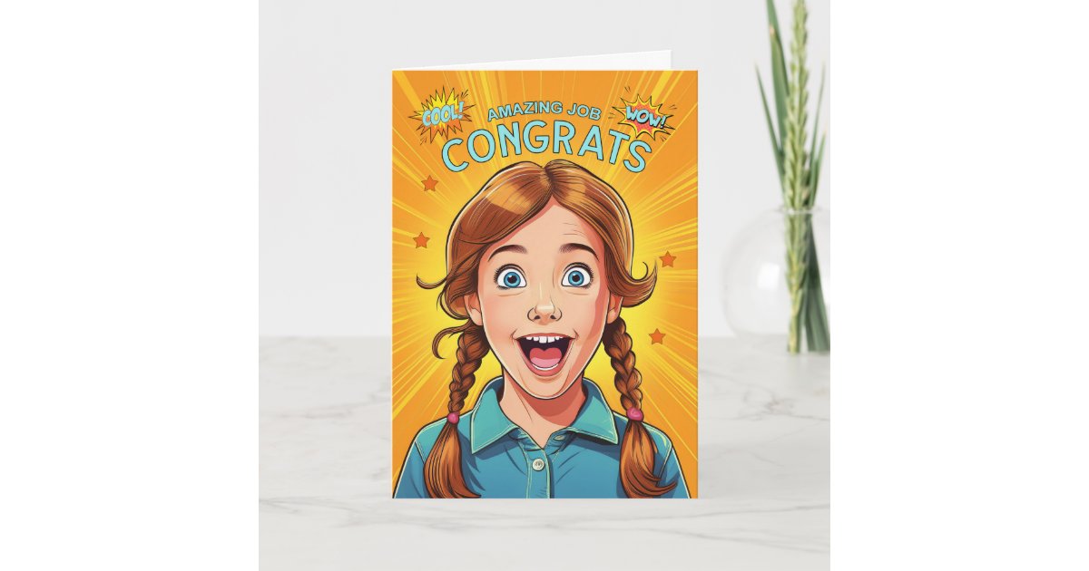 Amazing Job Maria Congratulations Amazing Job Young Redhead Girl Card | Zazzle