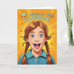 Congratulations Amazing Job Young Redhead Girl Card