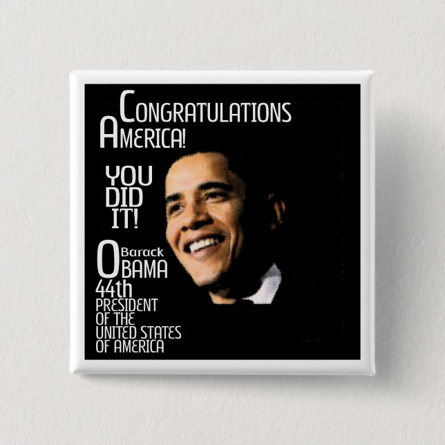 CONGRATULATIONS AMERICA PINBACK BUTTON (Front)