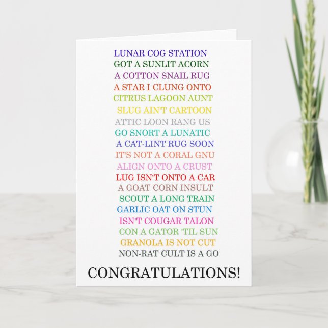 Congratulations Anagrams card (Front)