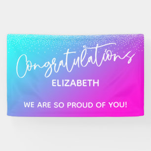 Congratulations Aqua Light Purple & Pink Ombre Banner