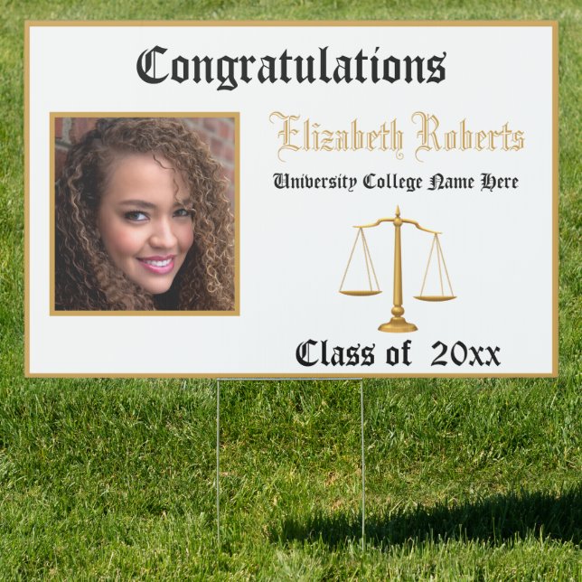 Congratulations Attorney Gold Scales of Justice Si Sign (Insitu)