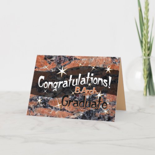 Congratulations B Arch Graduate Orange and Black Card