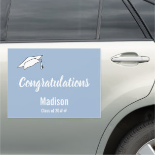 Congratulations Baby Blue and White Graduation Car Magnet
