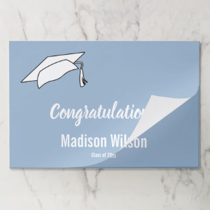 Congratulations Baby Blue White Script Graduation Paper Pad
