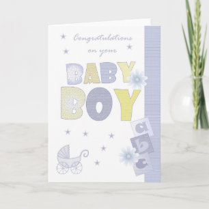 Congratulations Baby Boy Card, New Baby Card