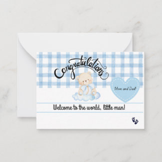 Congratulations Baby Boy Card, Welcome Newborn Son Note Card