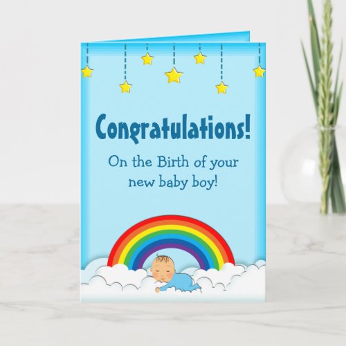 Congratulations Baby Boy rainbow card