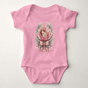 Congratulations Baby Fairy girl Pink Rose Birth  Bodysuit