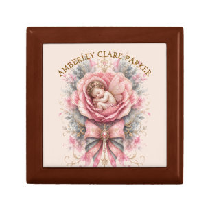 Congratulations Baby Fairy girl Pink Rose Birth Gift Box