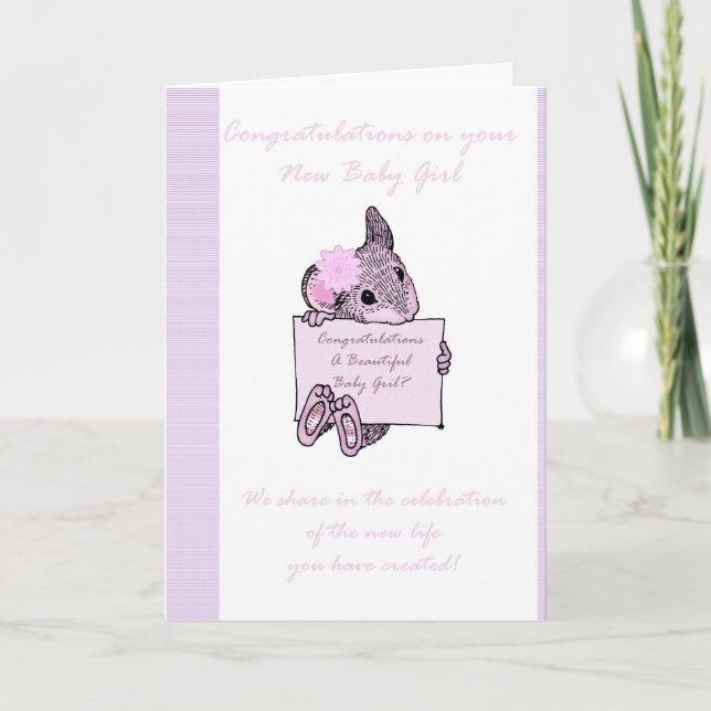 Congratulations Baby Girl Card, New Baby Card (Front)