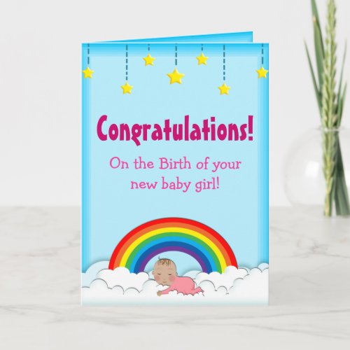 Congratulations Baby Girl rainbow card