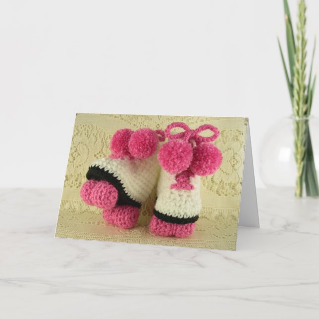 Congratulations Baby Girl (Roller Skates Booties) Card (Front)