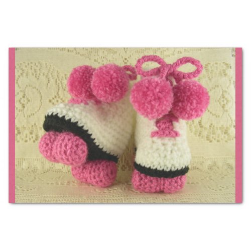 Congratulations Baby Girl Roller Skates Booties Tissue Paper