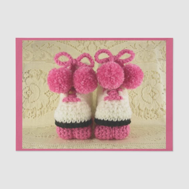Congratulations Baby Girl (Roller Skates Booties) Tissue Paper (Front)