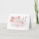 Congratulations Baby Girl With Bunny Card at Zazzle