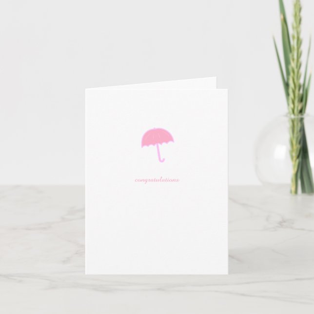 Congratulations Baby Shower Card Pink Umbrella (Front)