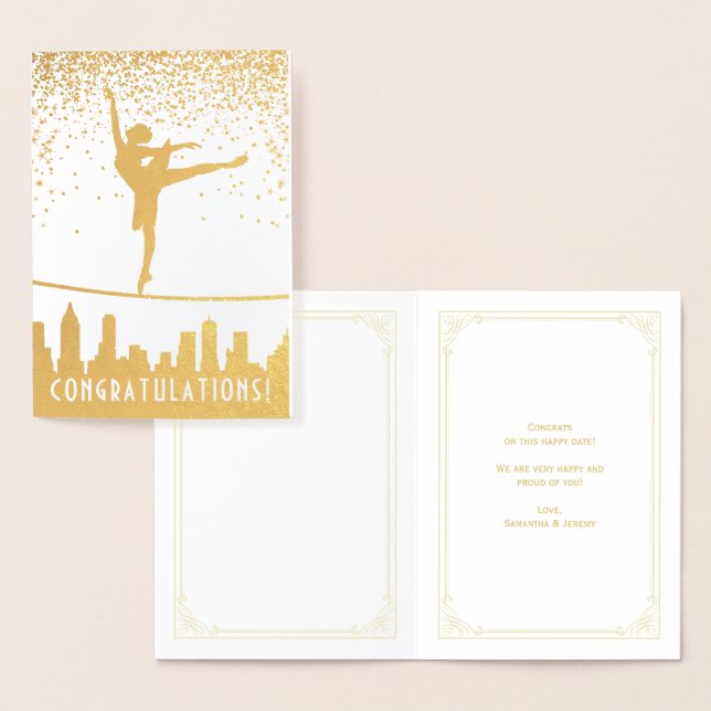 Congratulations Ballet Dancer Gold Confetti Card (Display)