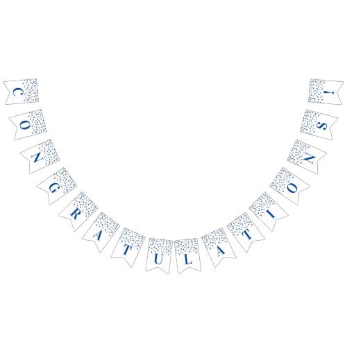 Congratulations Banner Dark Blue Silver Confetti