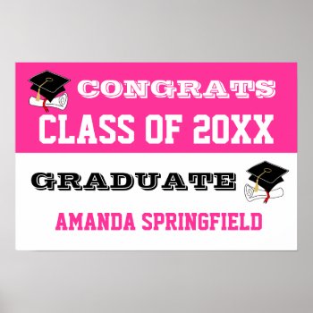 Congratulations Banner Poster Pink by pixibition at Zazzle