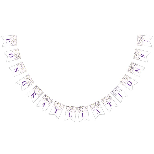 Congratulations Banner Purple Gold Confetti (All)