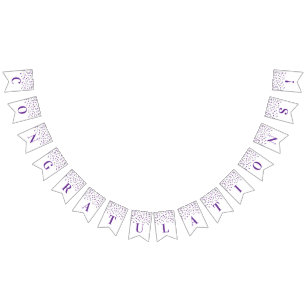 Congratulations Banner Purple Silver Confetti