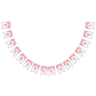 Congratulations Banner Purple Watercolor Flowers