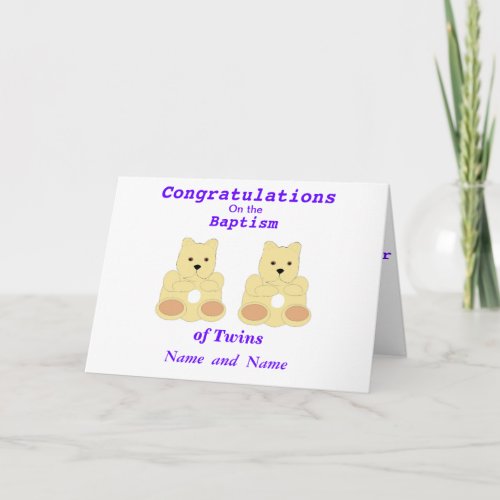 Congratulations Baptism Twins add names Card