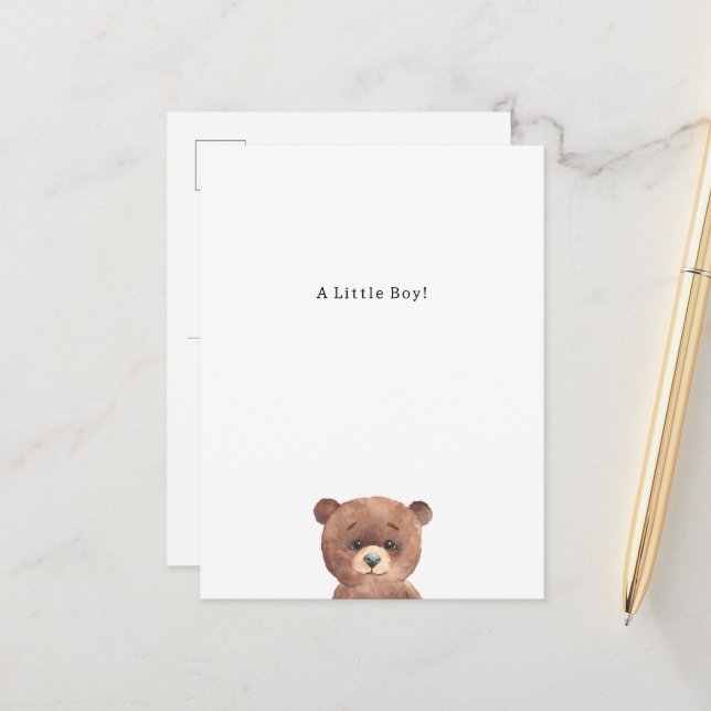 Congratulations Bear New Baby Birth Card (Front/Back In Situ)