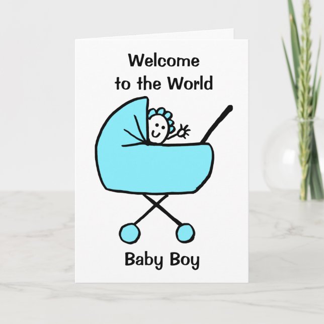 Congratulations Birth Baby Boy Blue Card (Front)