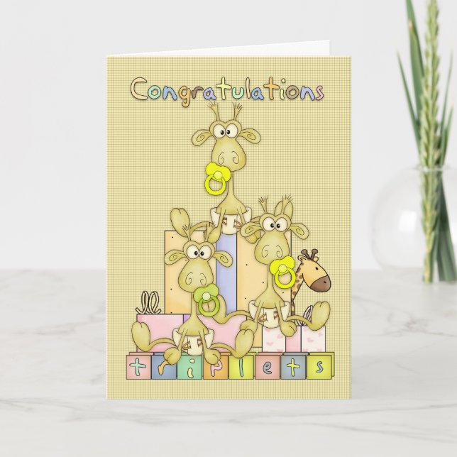 Congratulations Birth Of Triplets Greeting Card (Front)