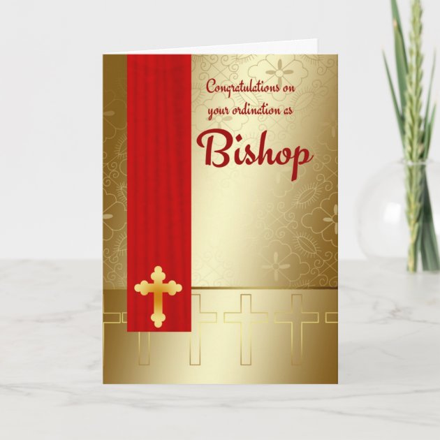 Congratulations Bishop Ordination In Red And Gold Card | Zazzle