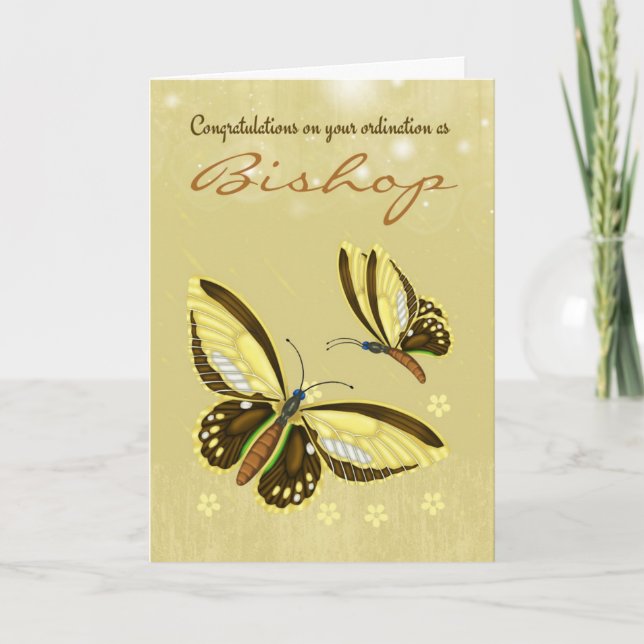 Congratulations Bishop Ordination With Butterflies Card (Front)