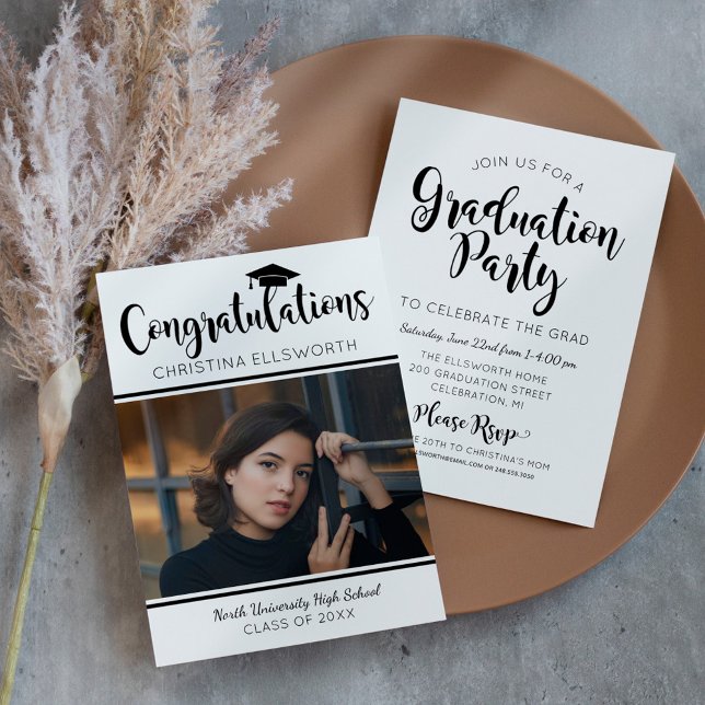 Congratulations Black 2026 Photo Graduation Party Invitation (Creator Uploaded)