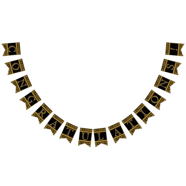 Congratulations - Black and Gold Bunting Flags (All)