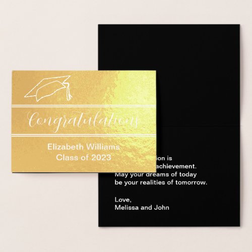 Congratulations Black and Gold Elegant Graduation Foil Card