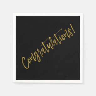 Congratulations Black and Gold Foil Napkins