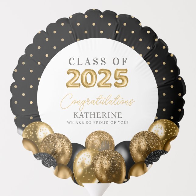 Congratulations Black and Gold Graduation Balloon (Back)