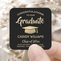 Congratulations Black and Gold Modern Graduation