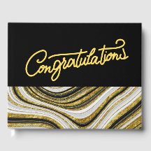 Congratulations Black and Gold Theme Marble