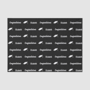 Congratulations Black and White Graduate Name Tissue Paper