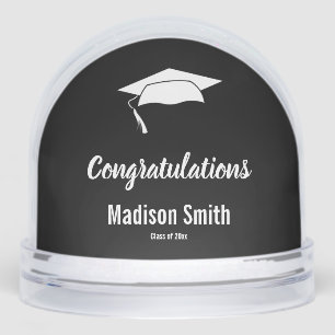 Congratulations Black and White Graduation Snow Globe