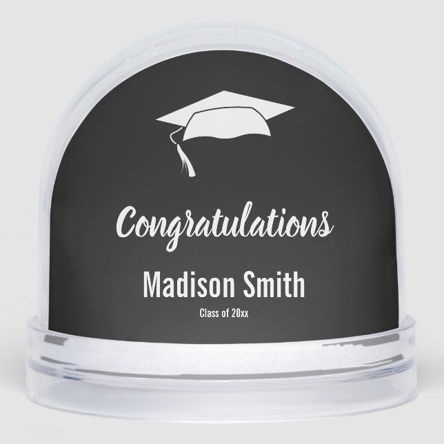 Congratulations Black and White Graduation Snow Globe (Front)