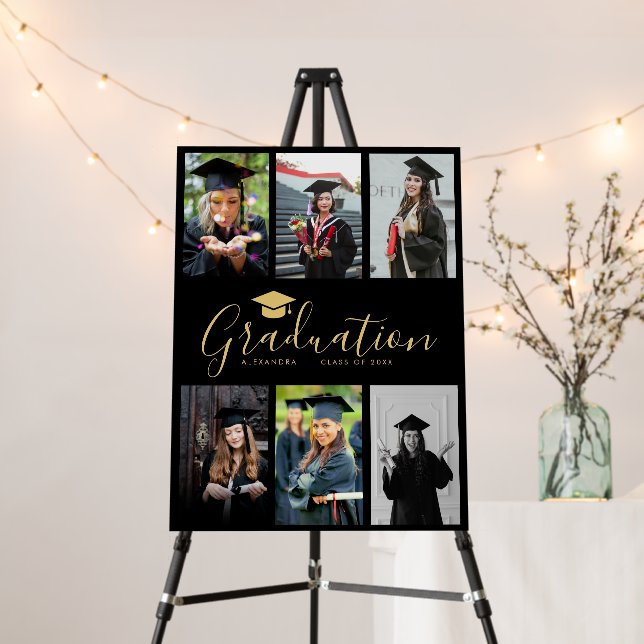  Congratulations Black Gold Graduation 6 Photo  Foam Board (In Situ (Stand))