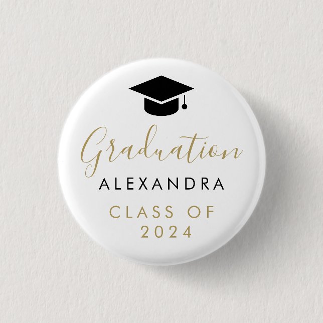  Congratulations Black Gold Graduation  Button (Front)