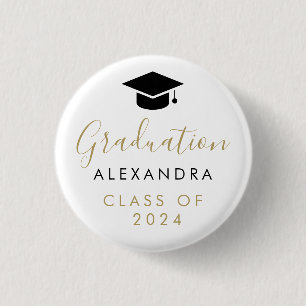 Congratulations Black Gold Graduation Button
