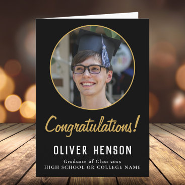 Congratulations Black Graduate Photo Graduation Card