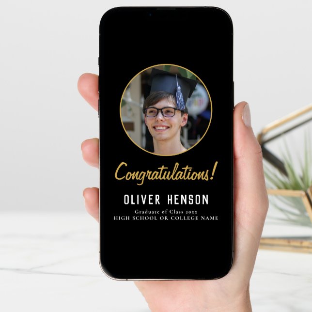 Congratulations Black Graduate Photo Graduation Card (Front Digital)