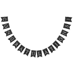 Congratulations - Black Marble Bunting Flags