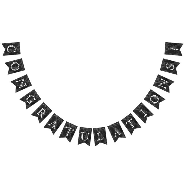 Congratulations - Black Marble Bunting Flags (All)